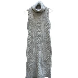 House of Harlow 1960 Light Gray Cableknit Turtleneck Sweater Dress Size XS